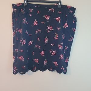 Skies Are Blue Black Black Floral Print Skirt NWT